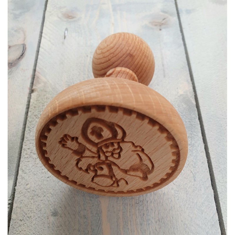 Tampon En Bois Saint-Nicolas Et Piet (Père Fouettard) - Motif Décoratif, Dimensions 7x9 Cm